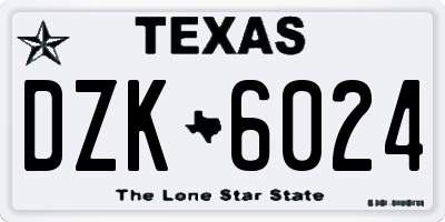 TX license plate DZK6024