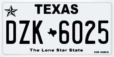 TX license plate DZK6025