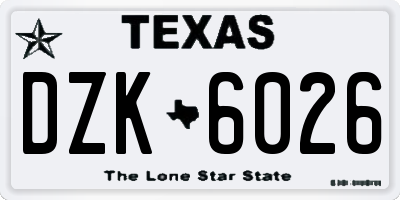 TX license plate DZK6026