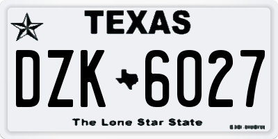 TX license plate DZK6027