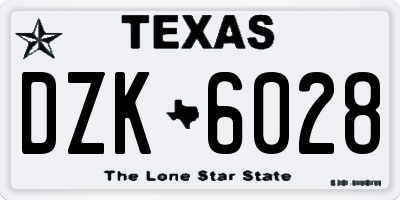 TX license plate DZK6028