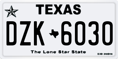 TX license plate DZK6030