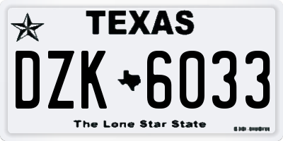 TX license plate DZK6033
