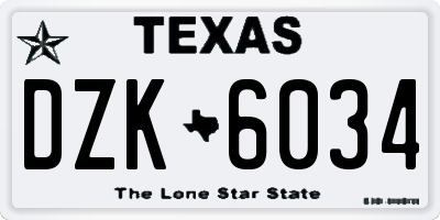 TX license plate DZK6034
