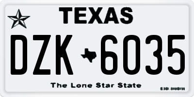 TX license plate DZK6035