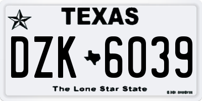 TX license plate DZK6039