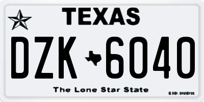 TX license plate DZK6040