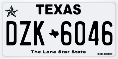 TX license plate DZK6046