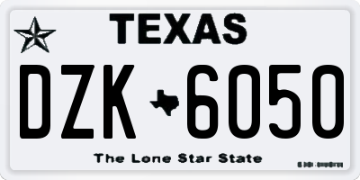 TX license plate DZK6050