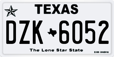 TX license plate DZK6052