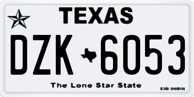 TX license plate DZK6053