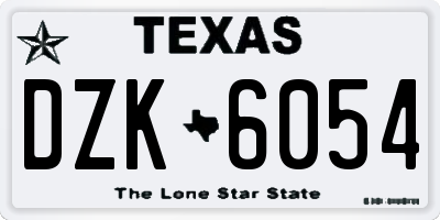 TX license plate DZK6054
