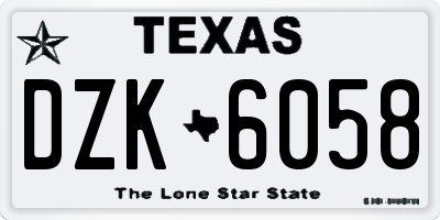TX license plate DZK6058