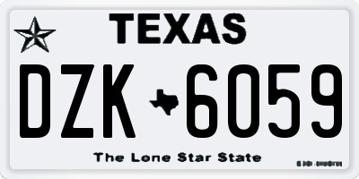 TX license plate DZK6059