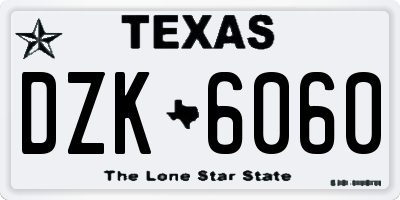 TX license plate DZK6060