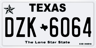 TX license plate DZK6064