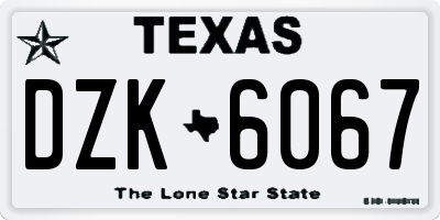 TX license plate DZK6067