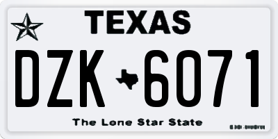 TX license plate DZK6071