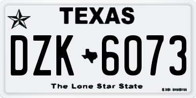 TX license plate DZK6073