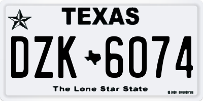 TX license plate DZK6074