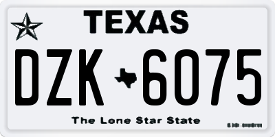 TX license plate DZK6075