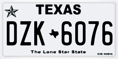 TX license plate DZK6076