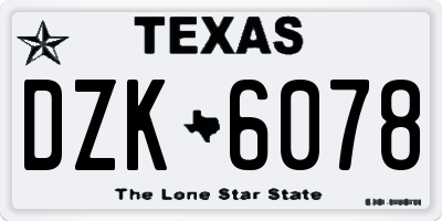 TX license plate DZK6078