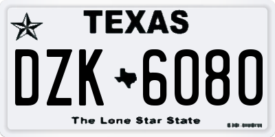 TX license plate DZK6080