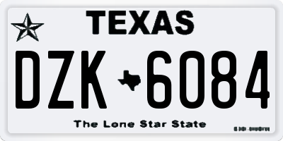 TX license plate DZK6084