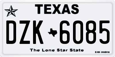 TX license plate DZK6085