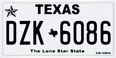 TX license plate DZK6086