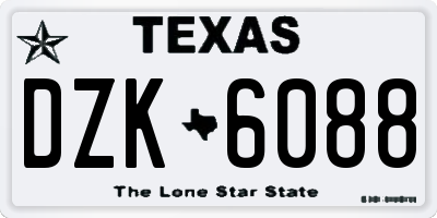 TX license plate DZK6088