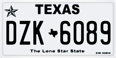TX license plate DZK6089