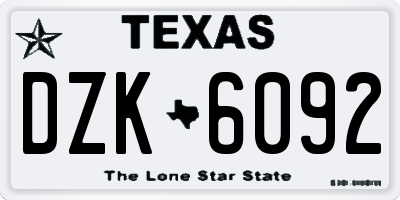 TX license plate DZK6092