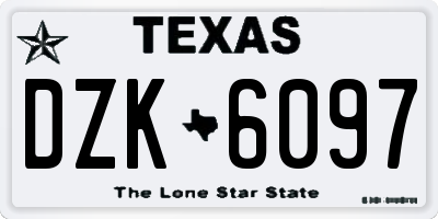 TX license plate DZK6097