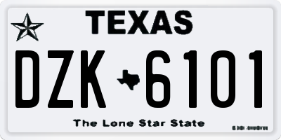 TX license plate DZK6101