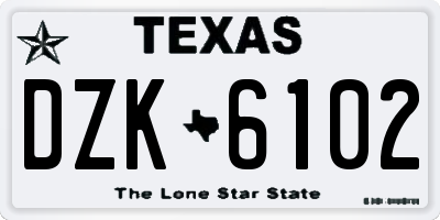 TX license plate DZK6102