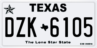 TX license plate DZK6105