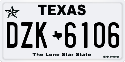 TX license plate DZK6106