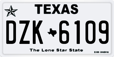 TX license plate DZK6109