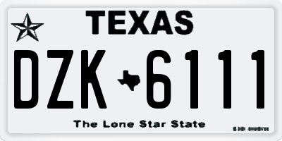 TX license plate DZK6111