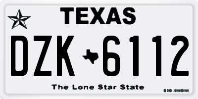 TX license plate DZK6112