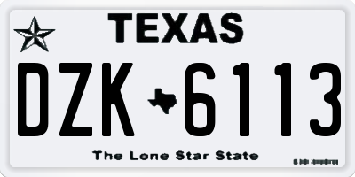 TX license plate DZK6113