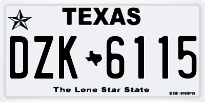 TX license plate DZK6115