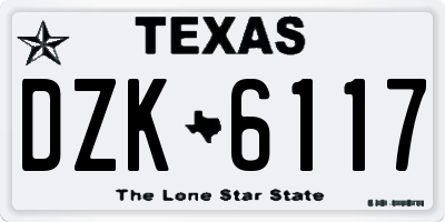 TX license plate DZK6117