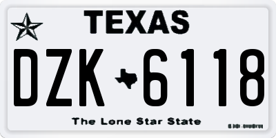 TX license plate DZK6118
