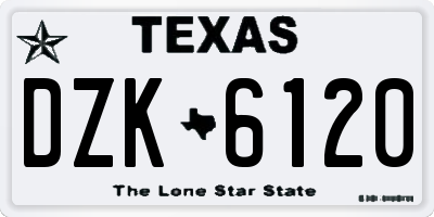 TX license plate DZK6120