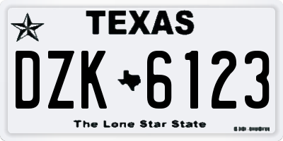 TX license plate DZK6123