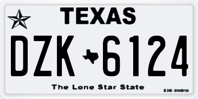 TX license plate DZK6124