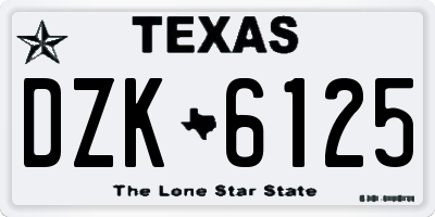 TX license plate DZK6125